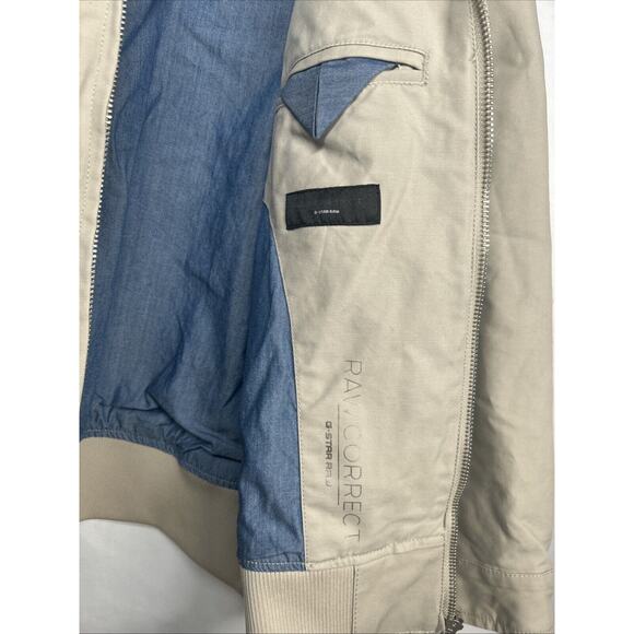 G-Star Raw Correct Jacket Mens S Beige Fleet Bomber Full-Zip Funnel Neck - Picture 4 of 6